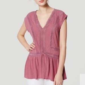LOFT Dot Lace Peplum Top